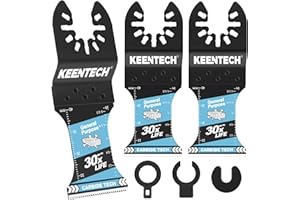 KEENTECH Carbide Oscillating Tool Blades for Hard Metal Cutting, Heavy Duty Multitool Blades Quick Release with Clean & Precise Cut for Hard Material, Nails, Bolts, Screws, 3 Packs