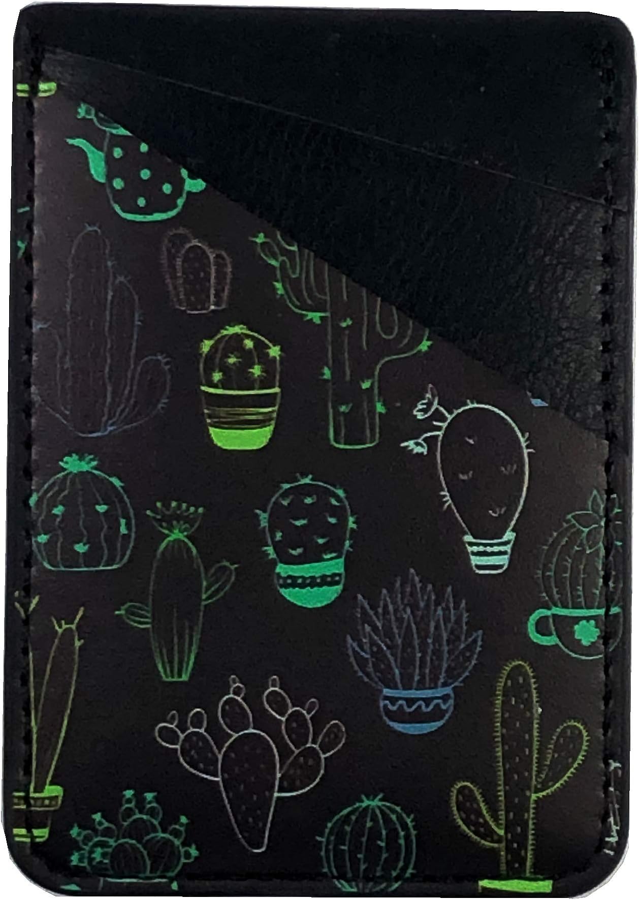 Phone Card Holder-Ultra Thin PU Leather 3M Adhesive Stick-on ID Credit Card Wallet Sticker Case Pouch Pocket for Back of iPhone,Android and Smartphones (Cactus)