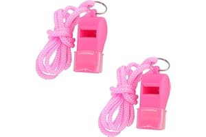 WIXGAOTK 2Pcs Pink Coach Whistle Bright Color Loud Sports Whistle with Lanyard and Mouthpiece for Coaches Referees Lifeguard 