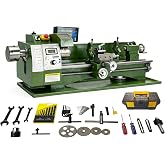 EQCOTWEA Double-Chuck Metal Lathe 8"x30" Precision Bench Lathe Machine With Grating Ruler 50-2500RPM Variable Speed MT3 0.02mm Accuracy for DIY, Workshops &amp; Industrial Machining Inch Thread 1100W 110V