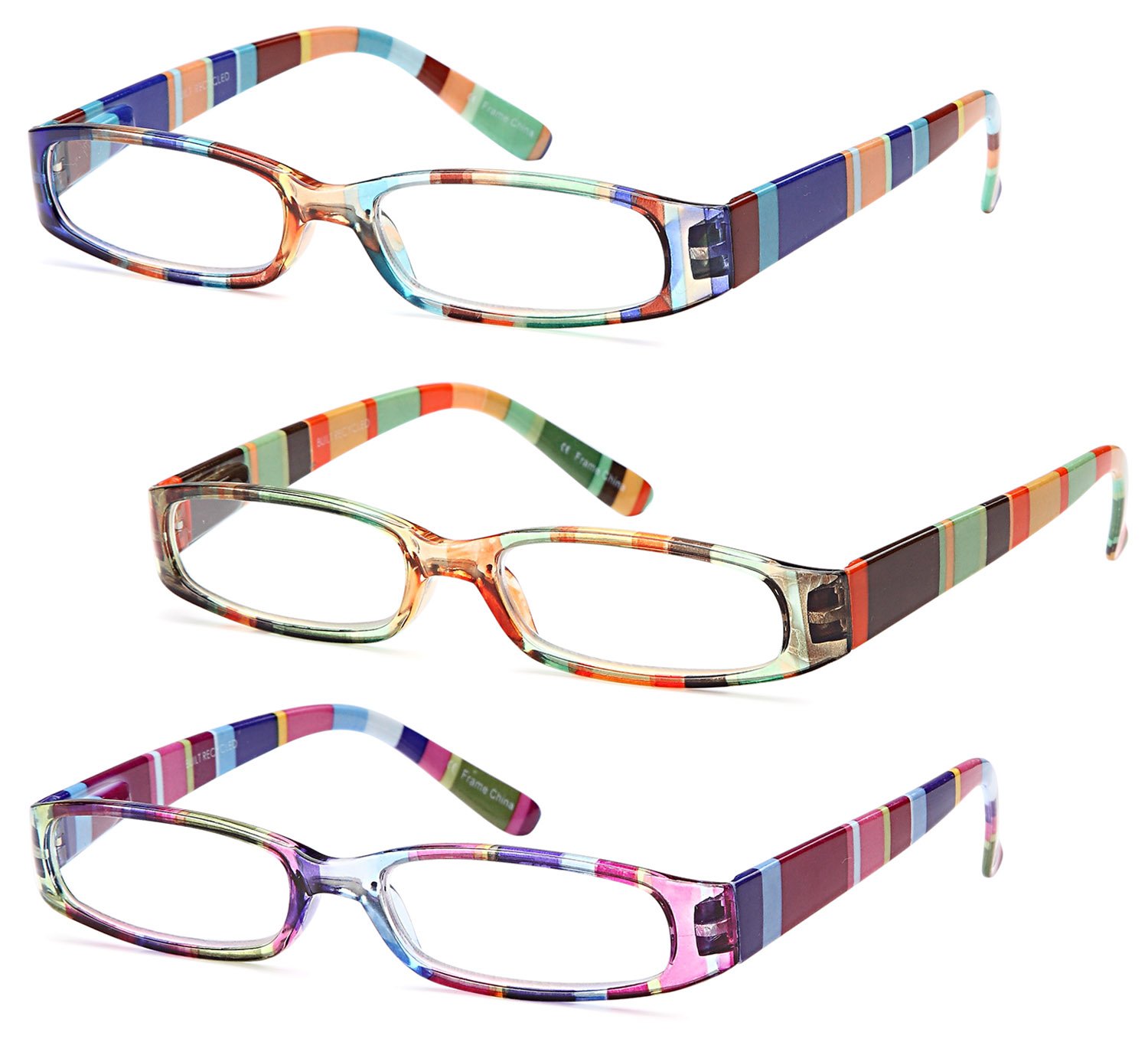 GAMMA RAY 3 Pairs Ladies Fashion Readers Colorful Reading Glasses Color ...