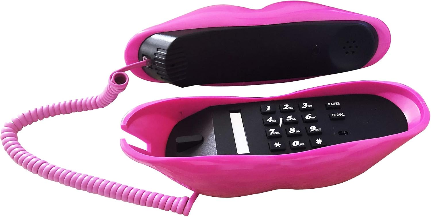 TelPal Corded Lips Telephones Land Line Rose Pink Home Telephones Sexy Mouth Shape Wired Phone for Home,Office,Shops & Art Decor Cute Real Working Cartoon Telephone for Play Novelty Gift for Girls - Image 5