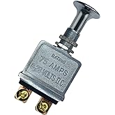 Heavy Duty 75A Push Pull Switch 6-28V DC 12 Volt 75A SPST, 2 Position On-Off, Chrome Knob