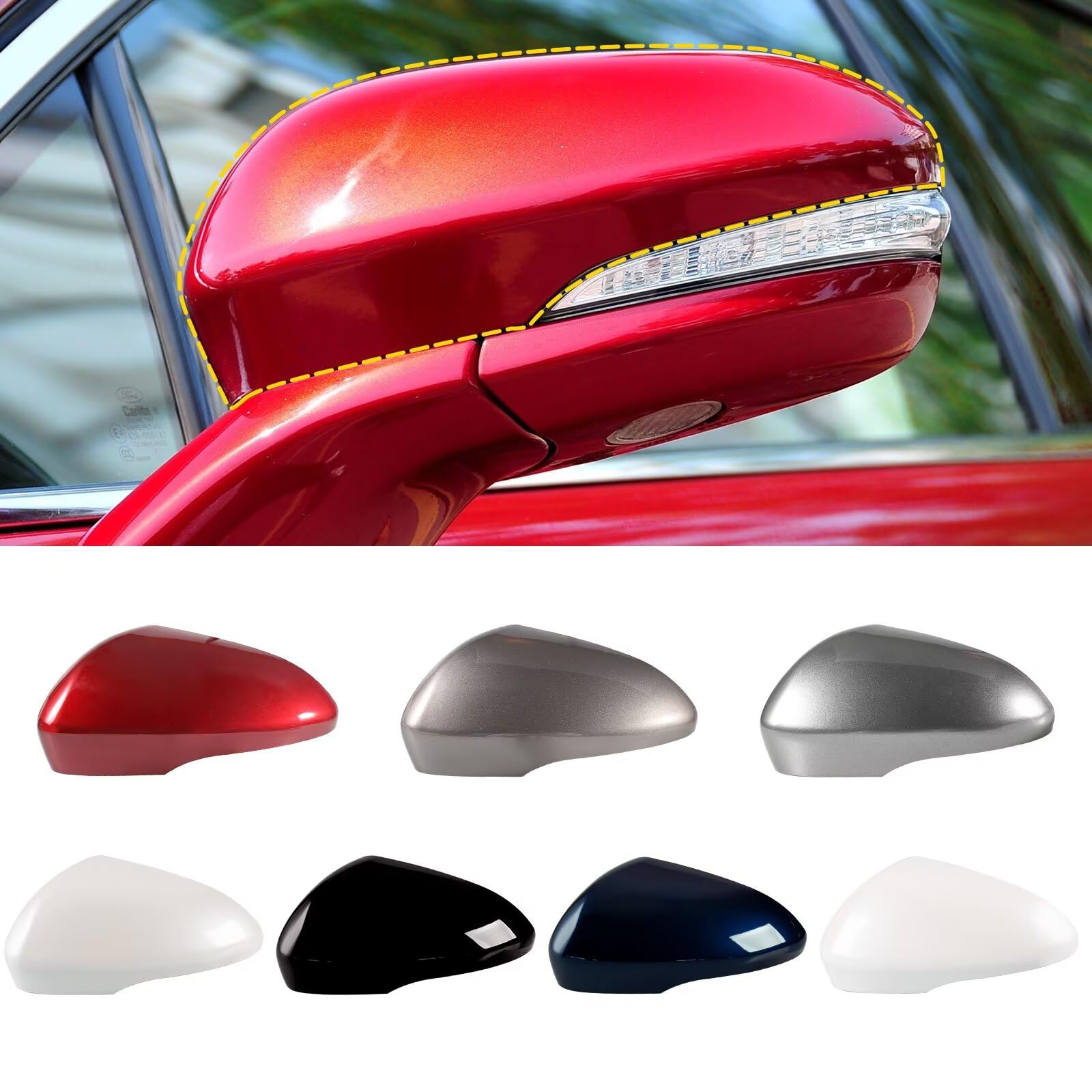 Photo 1 of Goholy Car Door Side Rearview Mirror Cover Compatible With Ford Fusion 2013 2014 2015 2016 2017 2018 2019 2020?with turn signals? White Right Side Not For SE Model