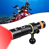 ORCATORCH D530V Red LED Dive Light 160 Lumen Scuba Diving Video Light 120 Degrees Wide Beam Angle, Underwater 150 Meters Diving Photography Light with Safety Lock Function and Battery Power Indicator