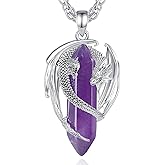 CELESTIA Silver-Plated Copper Dragon Necklace Crystal 7 Chakras, Rose Quartz, Turquoise, Obsidian, Amethyst, Malachite, White Crystal, Dongling Jade - 22''+2'' Stainless Steel Singapore Chain
