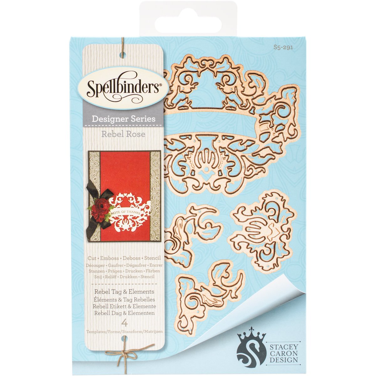 Spellbinders Shapeabilities Rebel Tag & Elements Die, Metal, Brown, 19.6 x 12.3 x 0.2 cm