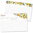 SwiftCube 60 Pack | Recipe Cards 4x6 Double Sided | Orange & Lemon Design | Premium Durable | Easy to Write On | Blank Recipe Cards