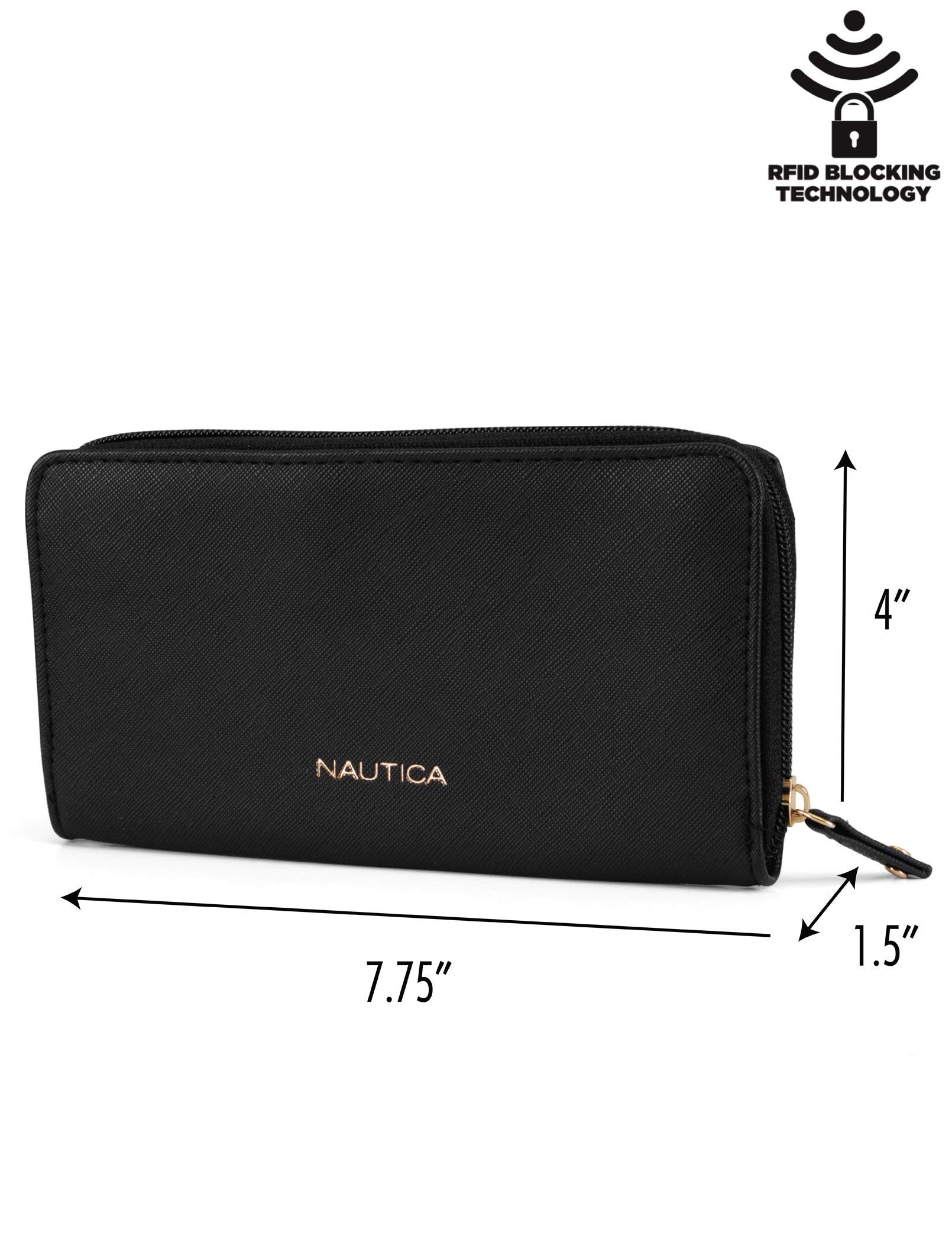 Nautica Bulk Cargo Womens RFID Wallet Clutch Zip Around Organizer