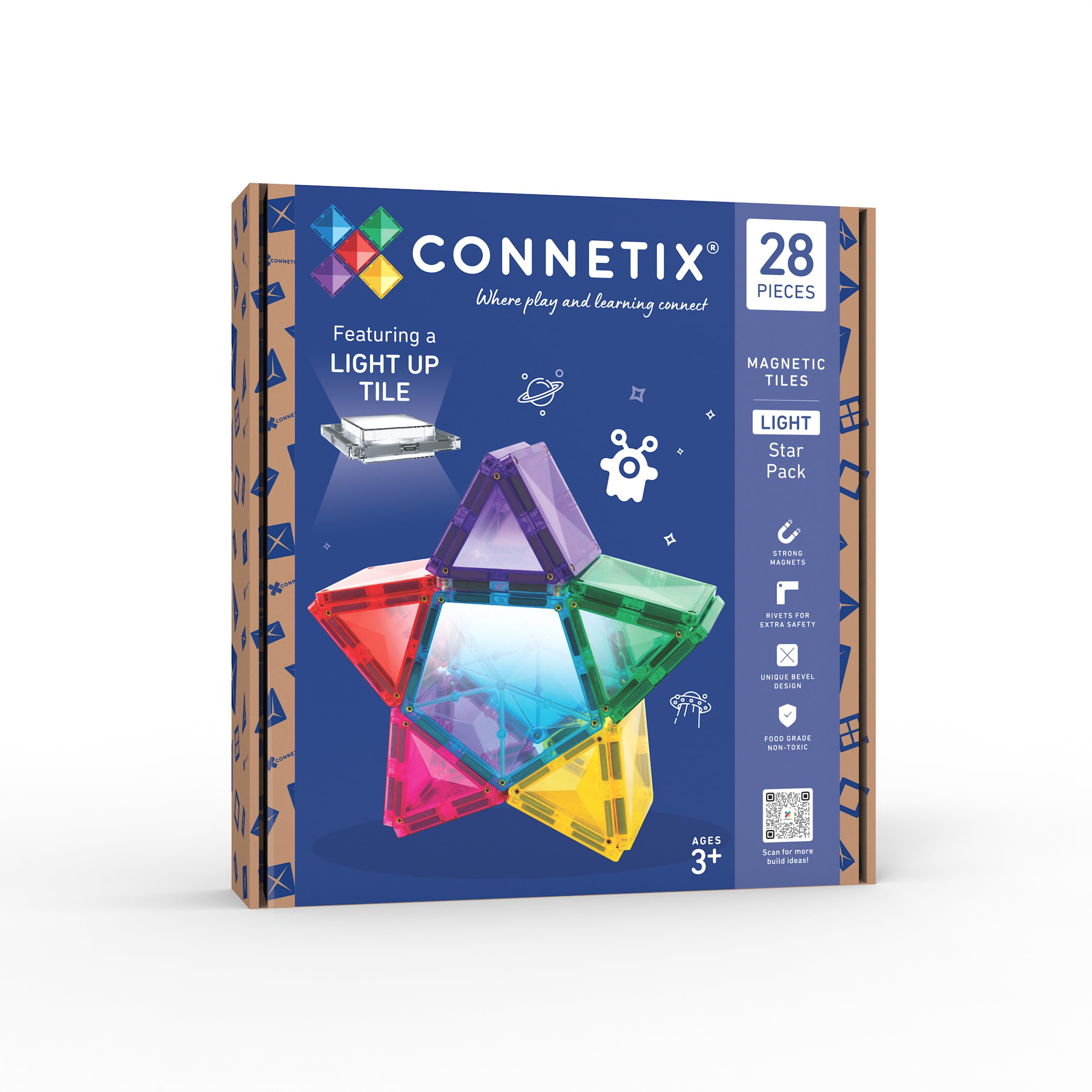 CONNETIX Magnetic Tiles Light Star Pack, 28 Pieces