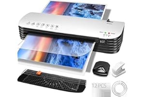 A4/A5/4R Cold & Thermal Laminator Machine, 2 Minute Warm-up, 6-in-1 Laminator Machine with Paper Trimmer, Corner Rounder, 12 