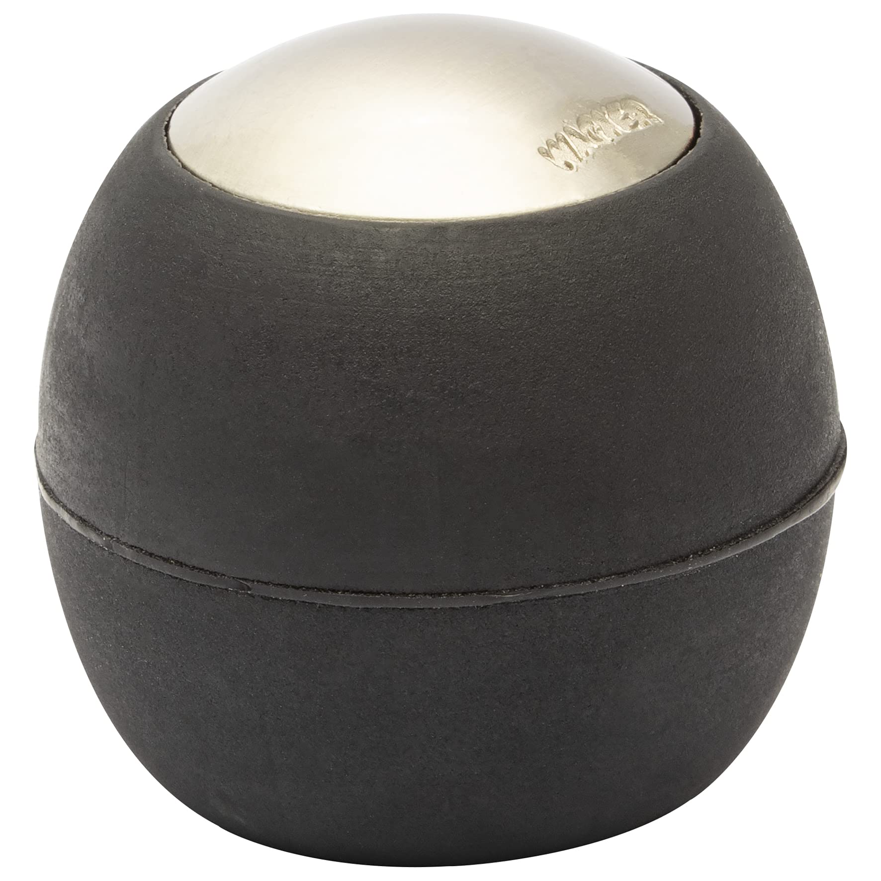 WAGNER Doorstop Egg - Ø 30 x 30 mm, Design Buffer Made of satinised die-cast zinc with Stainless Steel Look + Soft Thermostatic Rubber, to be Screwed on Floors, mounting Material Included - 15517801