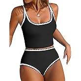 ZAFUL Tankini Swimsuit Tummy Control Bathing Suits Two Piece Swim Top with High Waisted Bottom