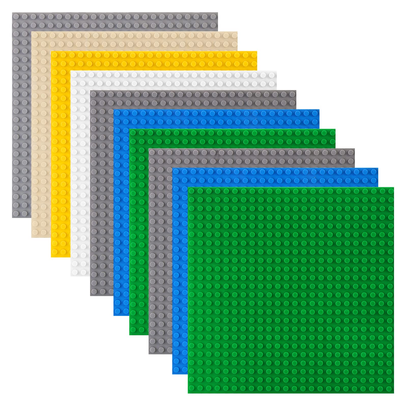 shineFinder 10 baseplate Set Building board Compatible with Lego, 7.5"x7.5", Base Plates with 24 x 24 studs, Construction Toy for Children (10 Pieces)