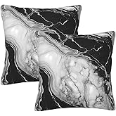 Jbofyee Black and White Marble Throw Pillow Cover 18x18 Inch Decorative Pillow Cases Soft Throw Pillows for Living Room Bedroom Sofa Couch Cushion Cover Set of 2