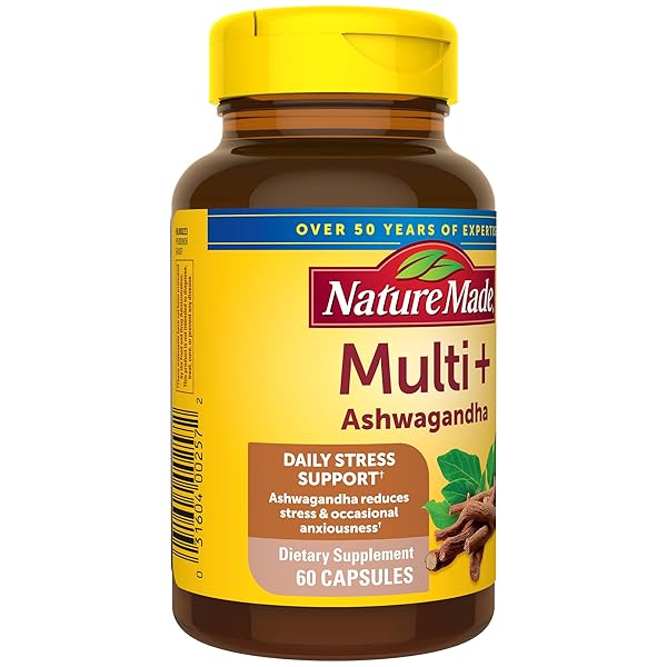 NATURE MADE MULTI + ASHWAGANDHA, MULTIVITAMIN FOR DAILY STRESS RELIEF SUPPORT, ONE PER DAY MULTIVITAMIN, 60 CAPSULES