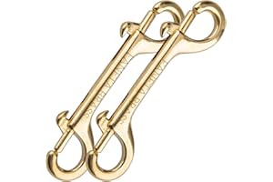 Faneta Solid Brass Double Ended Bolt Snap Hook, Marine Grade Double End Scuba Diving Clips, Heavy Duty Trigger Chain Clip Key Holder for Pet Feed Bucket Hammock Horse Tack (2-Pack) (115mm)