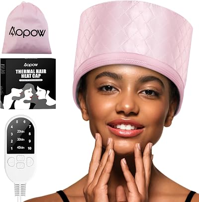 AOPOW Hair Cap Treatment Steamer Deep Conditioning Heat Cap Pink UK Plug