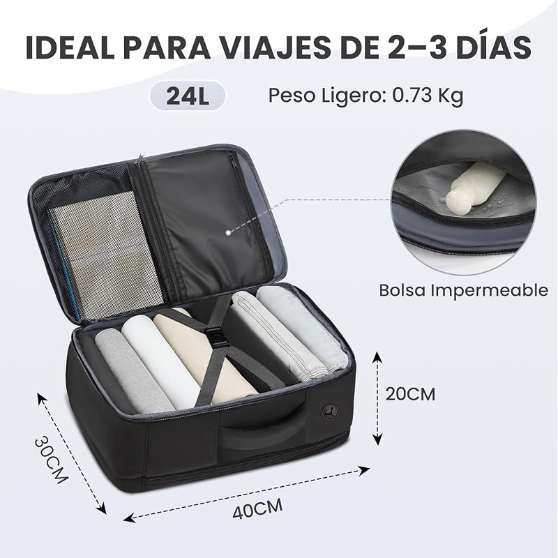 Mochila Viaje 40x30x20 para Ryanair, Mochila Viaje Cabina Avion