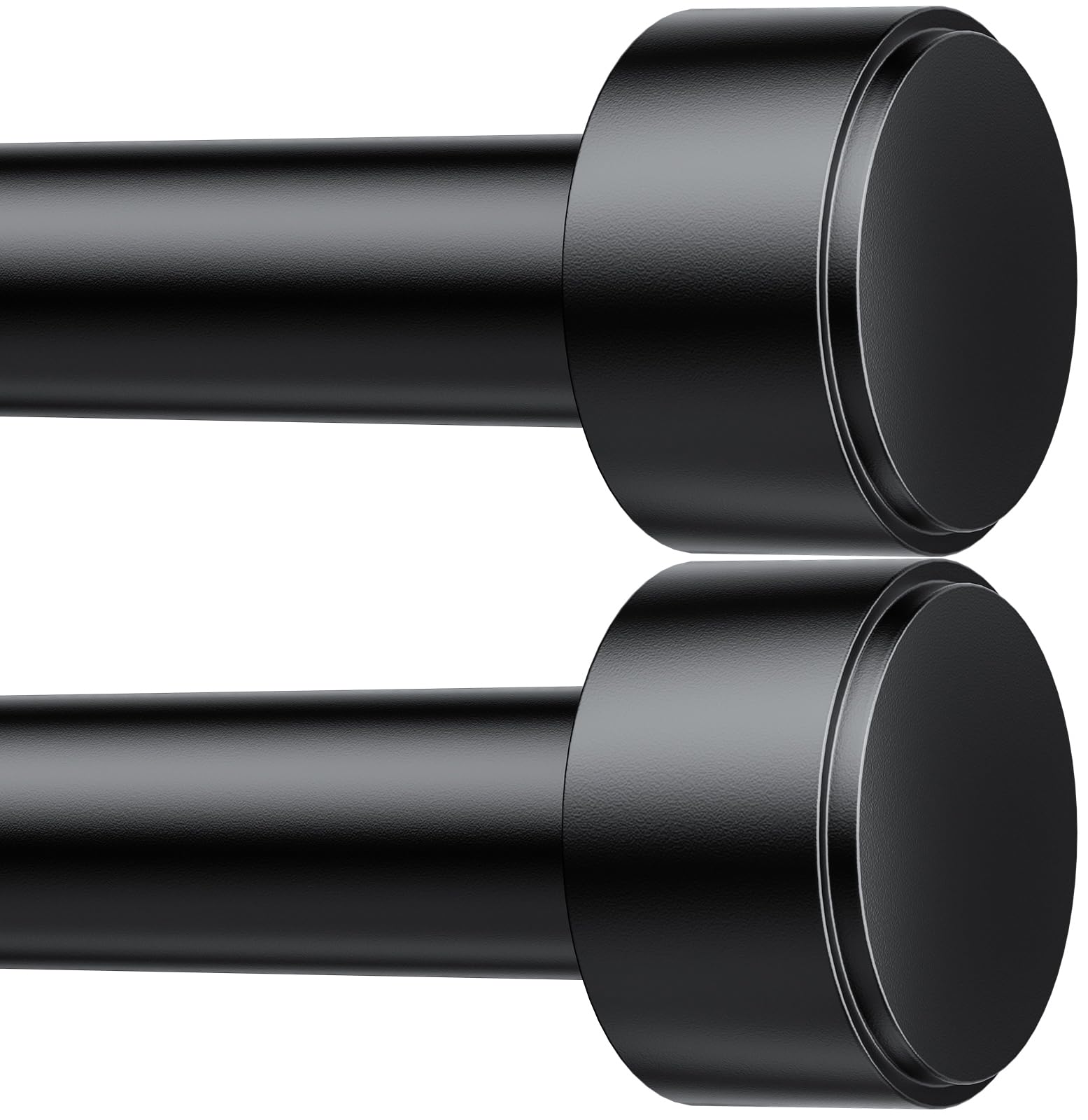 2 Pack Curtain Rods for Windows 32-60 Inch, 1 Inch Adjustable Black Curtain Rod Set with Brackets, Easy Install Image