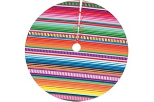 LUMANSITTER Mexican Blanket Serape Stripe Pattern Colorful 36 Inch Christmas Tree Skirt Carpet Mat Funny Party Decor Supplies for Xmas Halloween Decorations Occasion Ornament