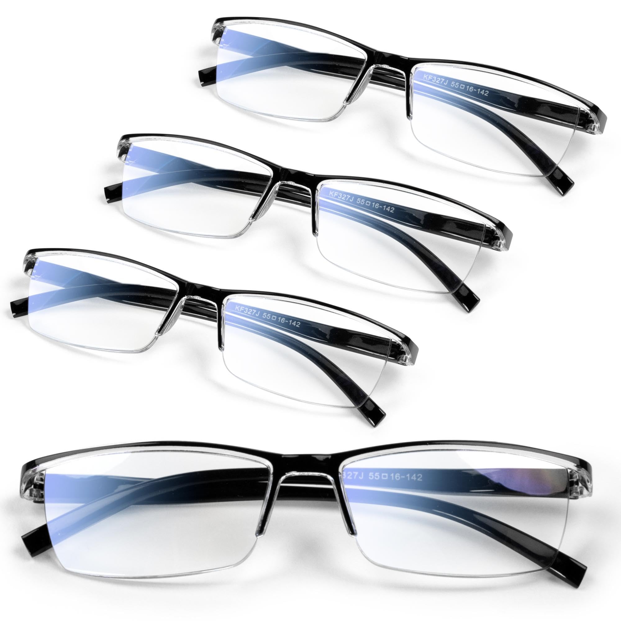 Photo 1 of 4 pack Executive Style Reading Glasses Men - Durable Readers with Blue Light Filtering - Comfortable Fit with TR90 Frames