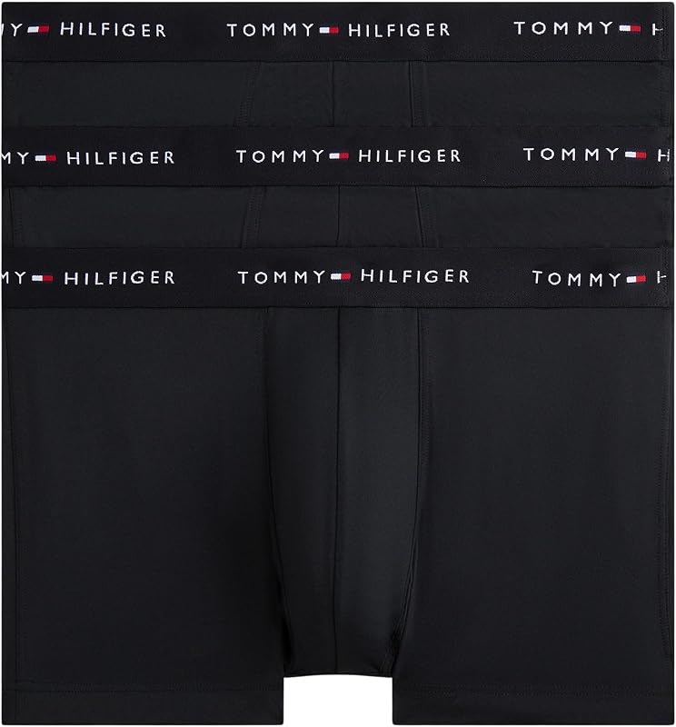 Herren 3er Pack Boxershorts Trunks mit Logobund, Schwarz (Black/Black/Black), S
