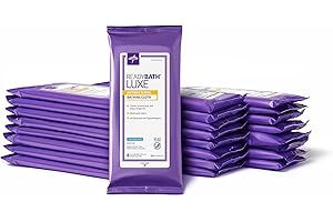 Medline ReadyBath LUXE Antibacterial Extra Thick Adult Bath Wipes, 192 Count (8 Wipes, 24 Packs), Unscented, No Rinse Formula With Aloe, for Sensitive Skin, Hypoallergenic, Alcohol-Free, 8 x 8 Inch