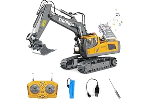 ADTHLIER Remote Control Excavator Toy for Boys Ages 6+,11-Channel RC Excavator Toy,with Metal Shovel,2.4Ghz RC Construction Vehicle,Ideal Gifts for Kids on Birthday,Christmas