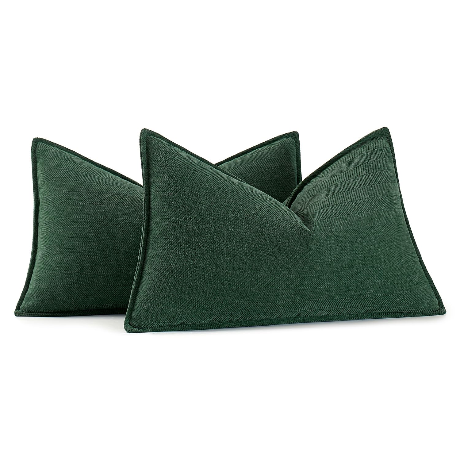 Photo 1 of *COVERS ONLY* MIULEE Pack of 2 Green Decorative Lumbar Pillow Covers 12x20 Inch Soft Chenille Luxurious Couch Throw Pillows Farmhouse Cushion Covers with Elegant Design for Sofa Bedroom Living Room Home Decor