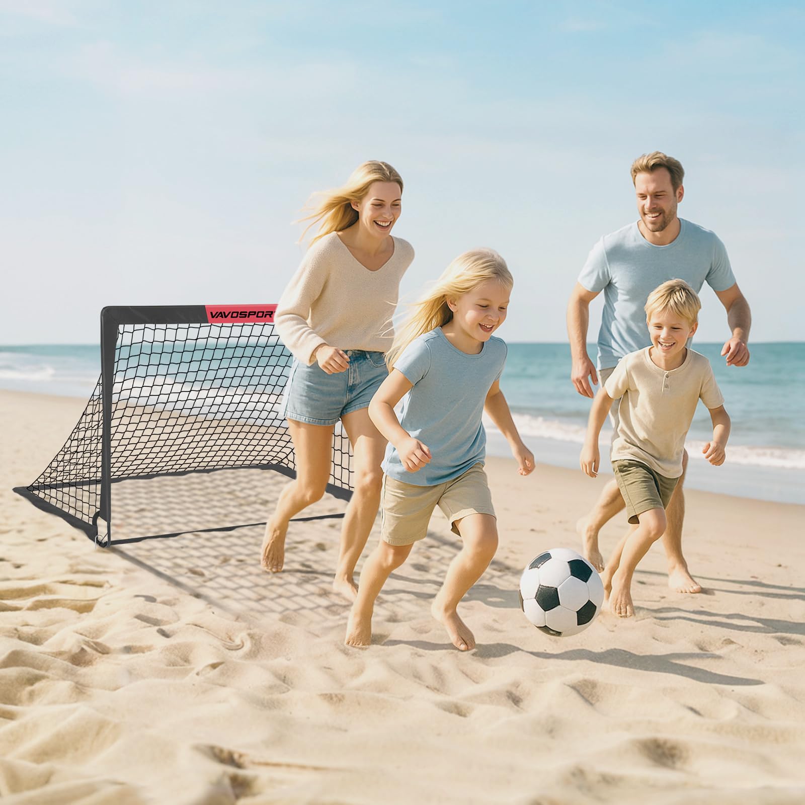 VAVOSPORT Kids Soccer Goals for Backyard Set - 2 of 4' x 3' Portable Soccer Goal Training Equipment, Pop Up Toddler Soccer Net with Soccer Ball, Soccer Set for Kids, Youth Outdoor Games, Sports, Play
