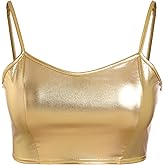 Womens Holographic Metallic Shiny Off Shoulder Crop Top Bustier Tube Top Blouse Rave Causal Strapless Basic Sexy Vest
