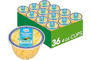 Dole Fruit Bowls Pineapple Tidbits in 100% Juice Snacks, 4oz 36 Total Cups, Gluten & Dairy Free, Bulk Lunch Snacks for Kids & Adults