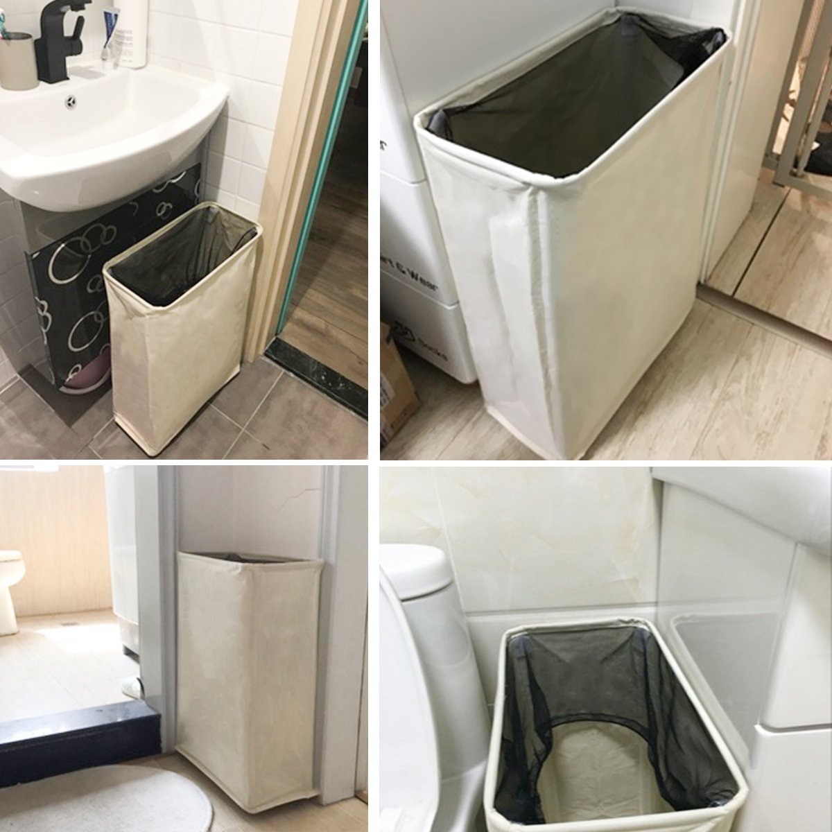 Panier a Linge Pliable Slim Porte-bagages à Mailles Sac à Linge Corbeilles à Linge Ensemble Oxford