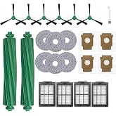 Replacement Part Kit for iRobot Roomba Plus 405 Combo/505 Combo Robot Vacuum,2 Rubber Brushes, 4 dust Bags, 4 Filters, 6 mop Pads, and 6 Side Brushes