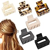 AIBFRID Medium Hair Clips for Women Girls, 2 Inch Matte Rectangle Small Claw Clip Tortoise Shell Hair Claw Clips for Thin/Thick Hair,Nonslip Leopard Print Hair Jaw Clips 6 Pcs