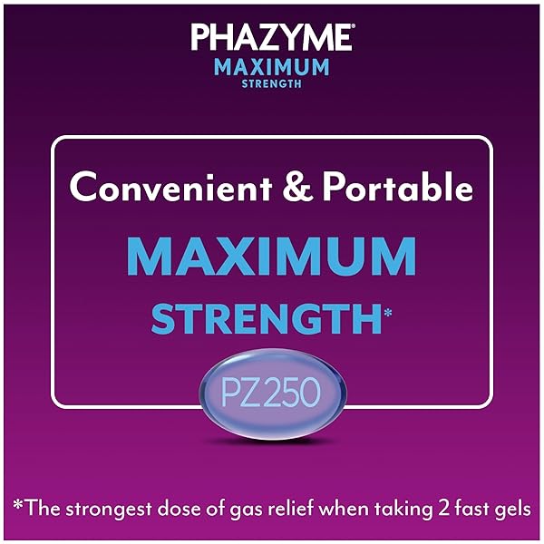 PHAZYME GAS RELIEF, MAXIMUM* STRENGTH GAS AND BLOATING RELIEF FOR ADULTS, 250 MG SIMETHICONE, 12 COUNT, FAST GELS TO QUICKLY EASE BLOATING, PRESSURE & DISCOMFORT