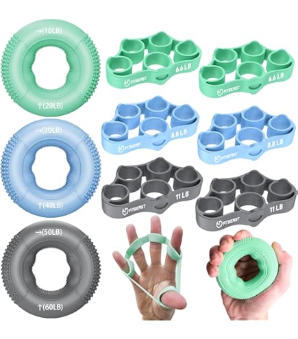 14 Pack Hand Grip Strengthener Set Forearm Adjustable Resistance Hand Gripper Finger Exerciser Finger Stretchers Grip Rings Hand Exerciser Stress - View #2