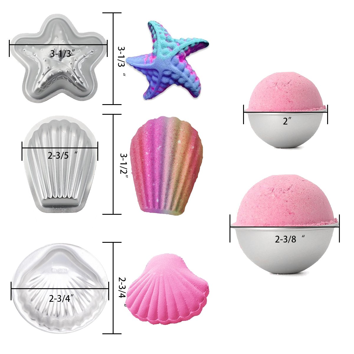 LAWOHO Metal Bath Bomb Mold DIY Handmade Soap Maker Kit Supplies 5 Set 10 Pieces with 100 Pieces Shrink Wrap Bags and 1 Pieces Mini Heat Sealer for Crafting your Own Fizzles