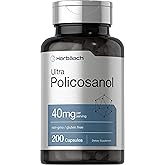 Horbäach Policosanol 40mg | 200 Capsules | Non-GMO and Gluten Free Supplement
