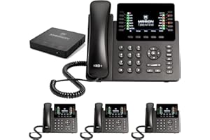 MM MISSION MACHINES Mission Machines S-100 Business Phone System: Advanced Pack - Auto Attendant/Voicemail, Cell & Remote Extensions, Call Recording & Mission Machines Phone Service for 2 Month (4 Phone Bundle)