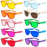 QYVEWY 10/12 Pack Bulk Adult Color Sunglasses Wholesale Retro Cheap 90s Clear Jelly Glasses