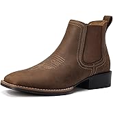 Western Cowboy Boots for Men - Mens Square Toe Chelsea Boots Ankle Cowboy Boots for Men Casual Retro Stylish Boots