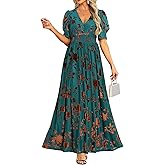 Pinup Fashion Velvet Wedding Guest Dress - Fall Formal Holiday V Neck Empire Waist Long Dresses