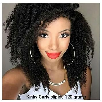 Amazon Com 16inch Afro Kinky Curly Clip In Human Hair Extensions
