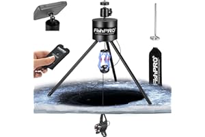 [FishPRO® 𝟮𝟬𝟮𝟲 𝐌𝐚𝐠𝐧𝐞𝐭] Tripod for Underwater Fishing Camera, For Max 11" Ice Hole - 2 Fix Way, [Full Aluminum] Positioner for Ice Fishing Camera Underwater w/ 1/4" Tilt Mount, Remote Control