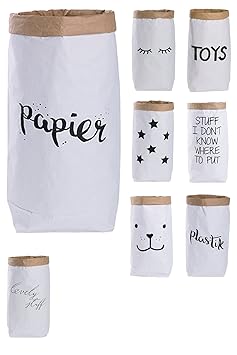 Papiersack Paper Bag rund Kraftpapier Beutel Mülleimer Braun Weiß 'papier'