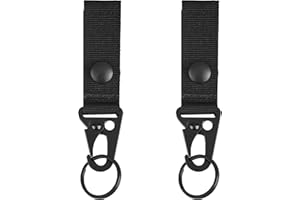 Azarxis Tactical Molle Key Ring Chain Gear Clip Key Keeper Keychain Nylon Belt Key Holder Carabiners Hanger Buckle Hook