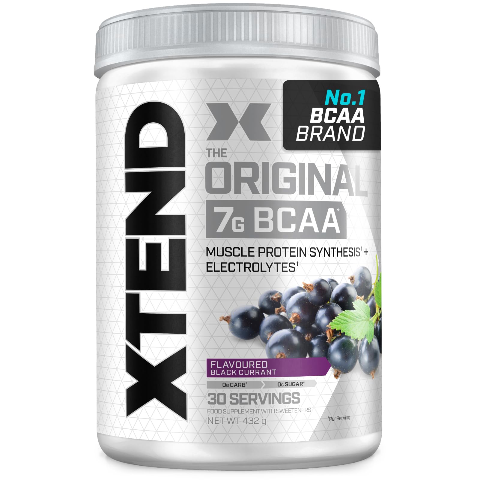 XTEND Original BCAA Powder Blackcurrant 30 Servings | 7g BCAAs Per Serving | Sugar Free Branched Chain Amino Acids and Electrolytes Powder for Post Workout Muscle Recovery and Hydration