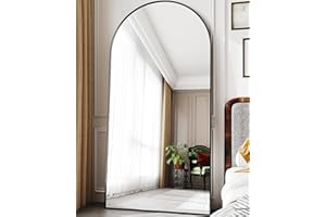 LadyNow Full Length Mirror, 76"x34" Arched Floor Mirror Freestanding, Floor Standing Full Body Mirror with Stand for Bedroom, Hanging Mounted for Living Room Cloakroom, Black